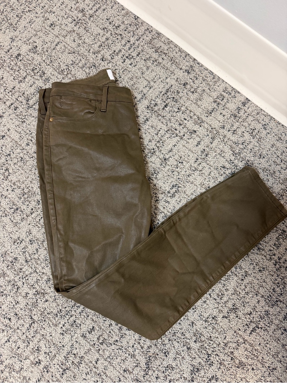 Frame Denim Olive Coated Skinny Jeans